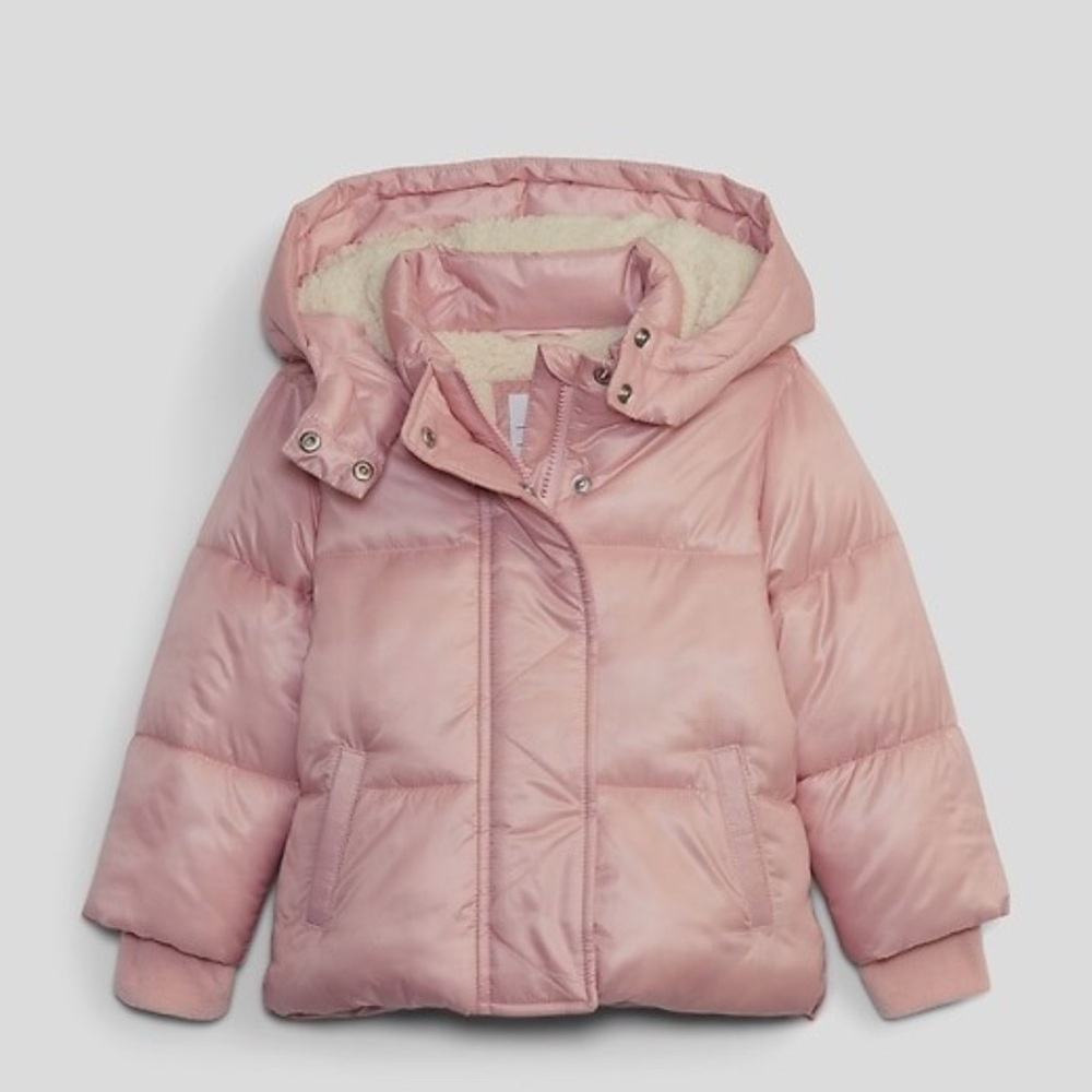 GAP Recycled Pink Sherpa Puffer Jacket 4T